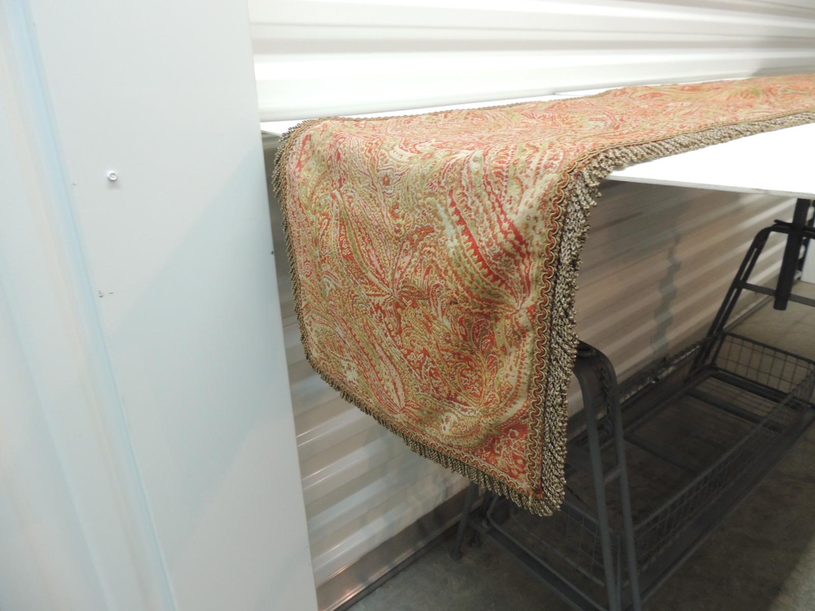 Hand-Crafted Kashmir Paisley Red and Orange Table Runner