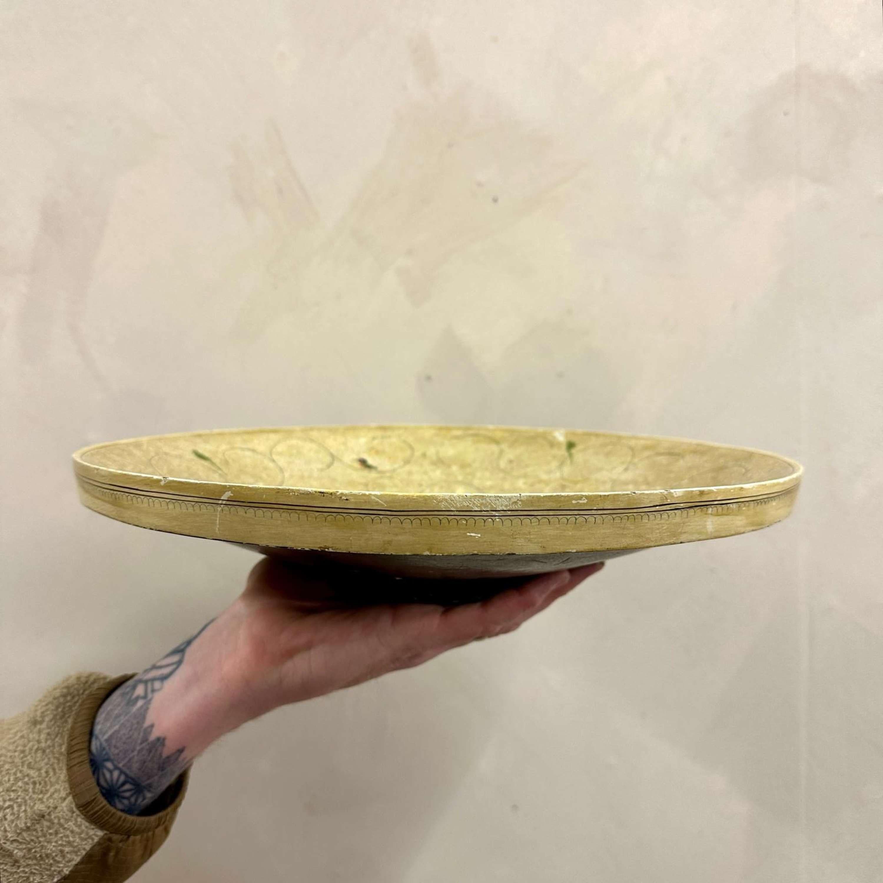 Hand-Painted Kashmir Papier Mache Bowl For Sale
