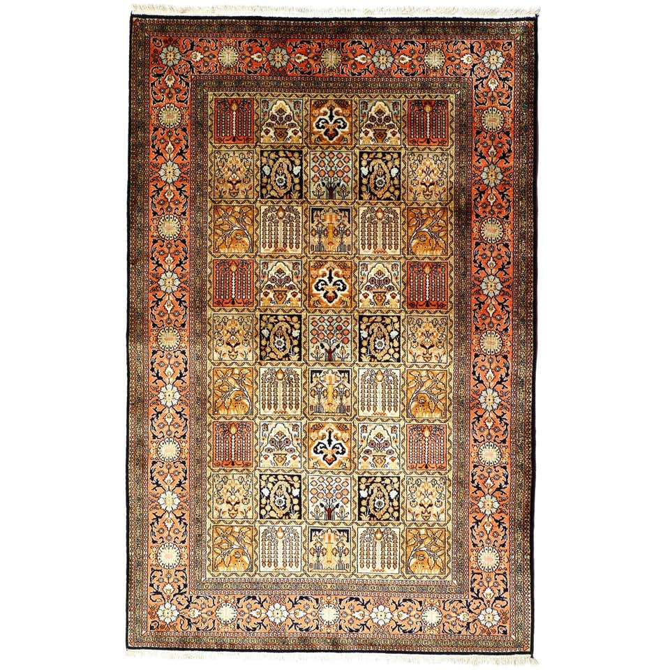Vintage Indian Kashmir Silk Floor Rug For Sale at 1stDibs | indian ...