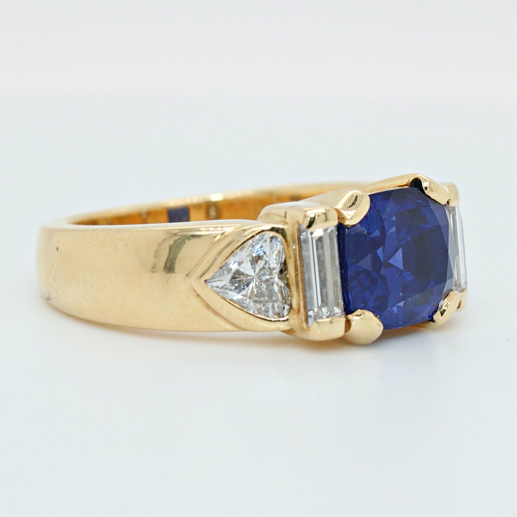 Cushion Cut Kashmir Sapphire and Diamond Ring, Kern