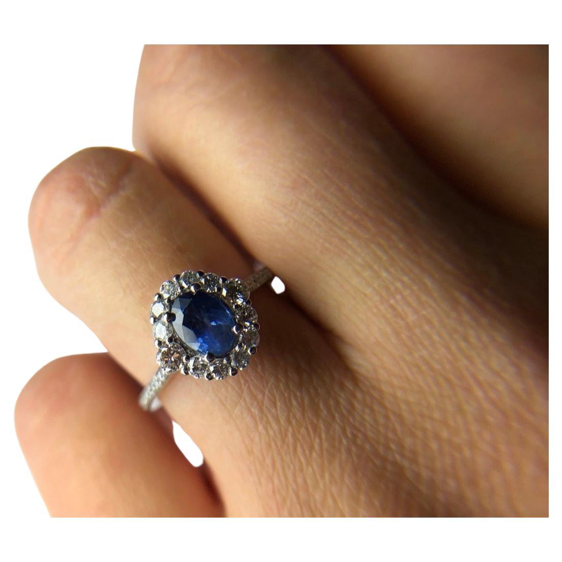 Kashmir sapphire diamond ring engagement ring 18KT gold