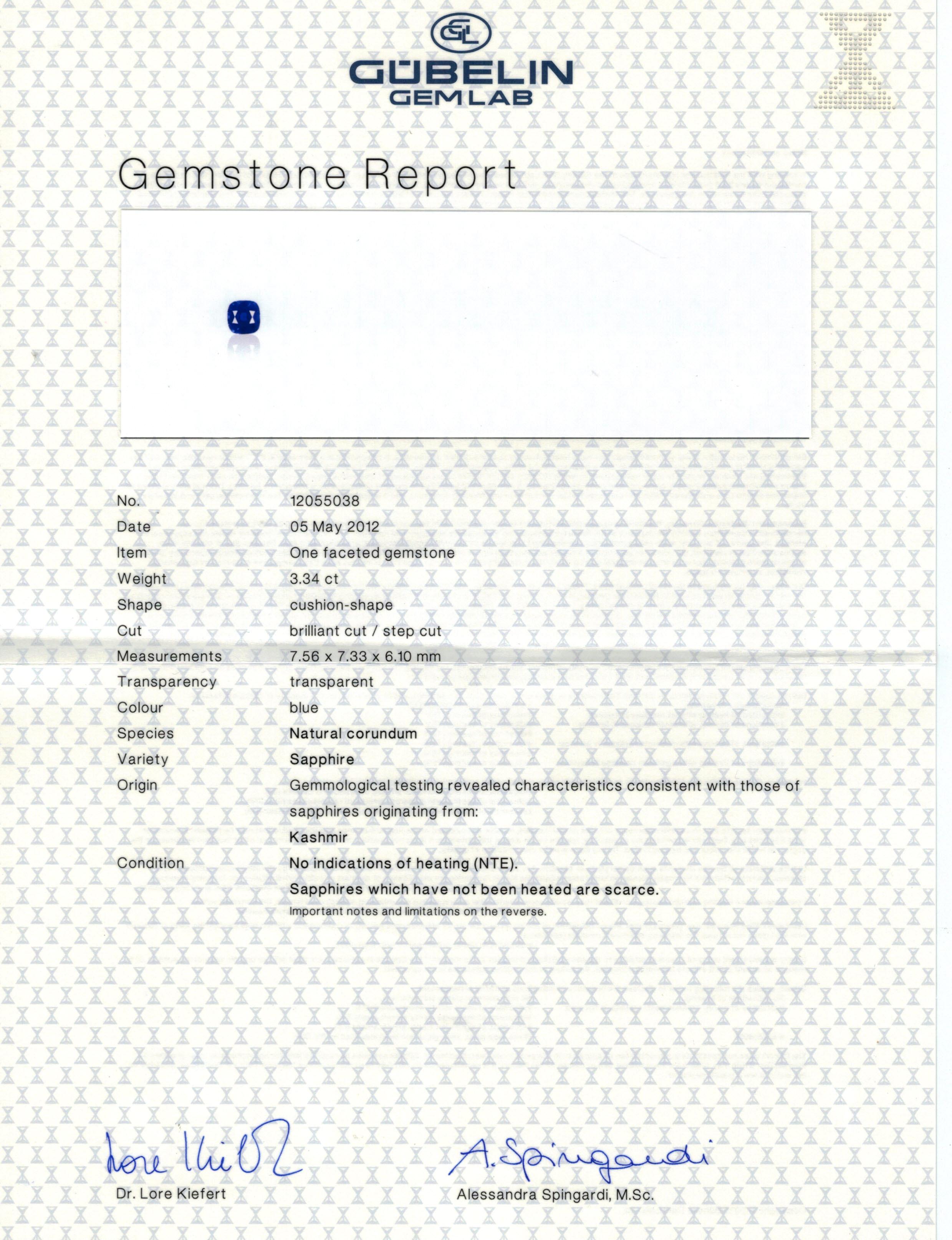 Kashmir Sapphire Ring Gem 3 Carat Unheated Unmounted Loose Gemstone For Sale 3