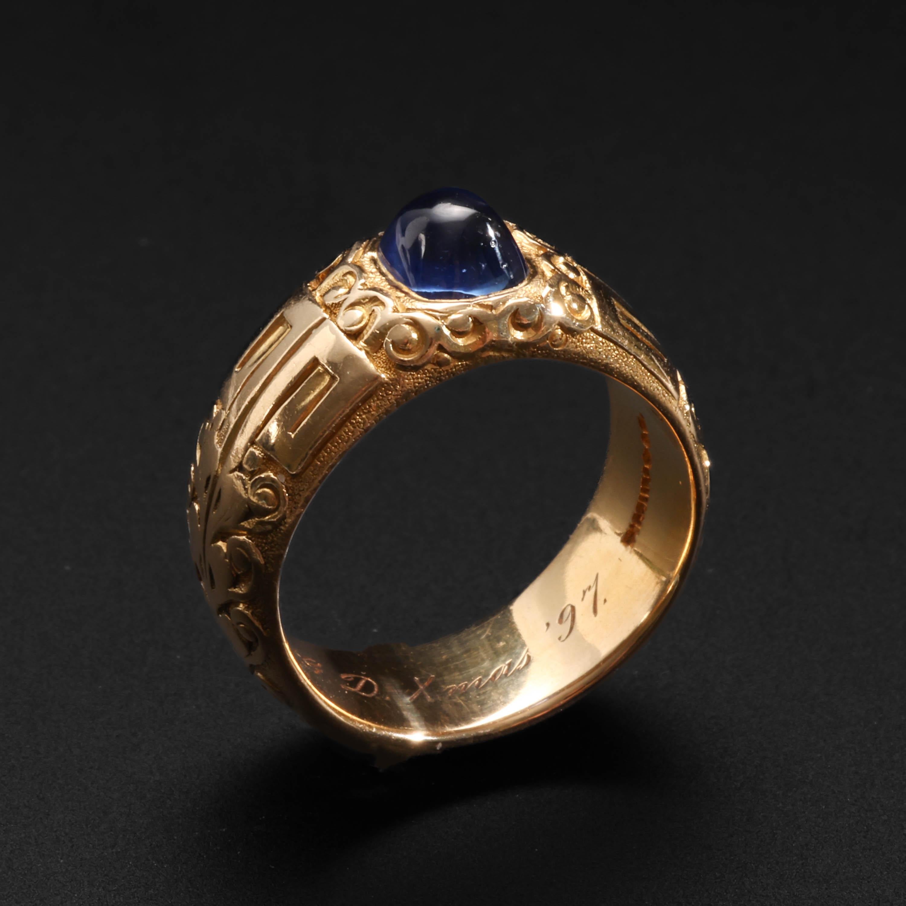 Cabochon Tiffany & Co. Kashmir Sapphire Ring Edwardian AGL Certified Untreated