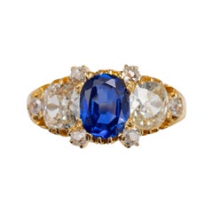 Kashmir Sapphire Ring with Diamonds Certified No-Heat
