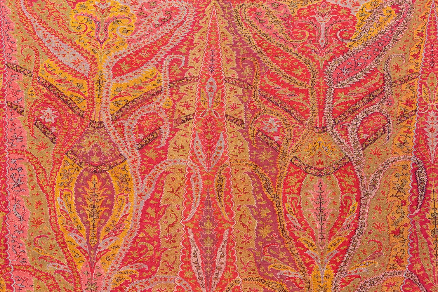 Autre Châle indien ancien à motifs cachemire et arabesques, 1800-1820 en vente
