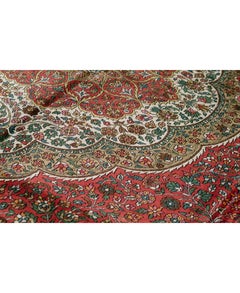 Traditional Handwoven Antique Kashmir Silk Rose / Black Rug