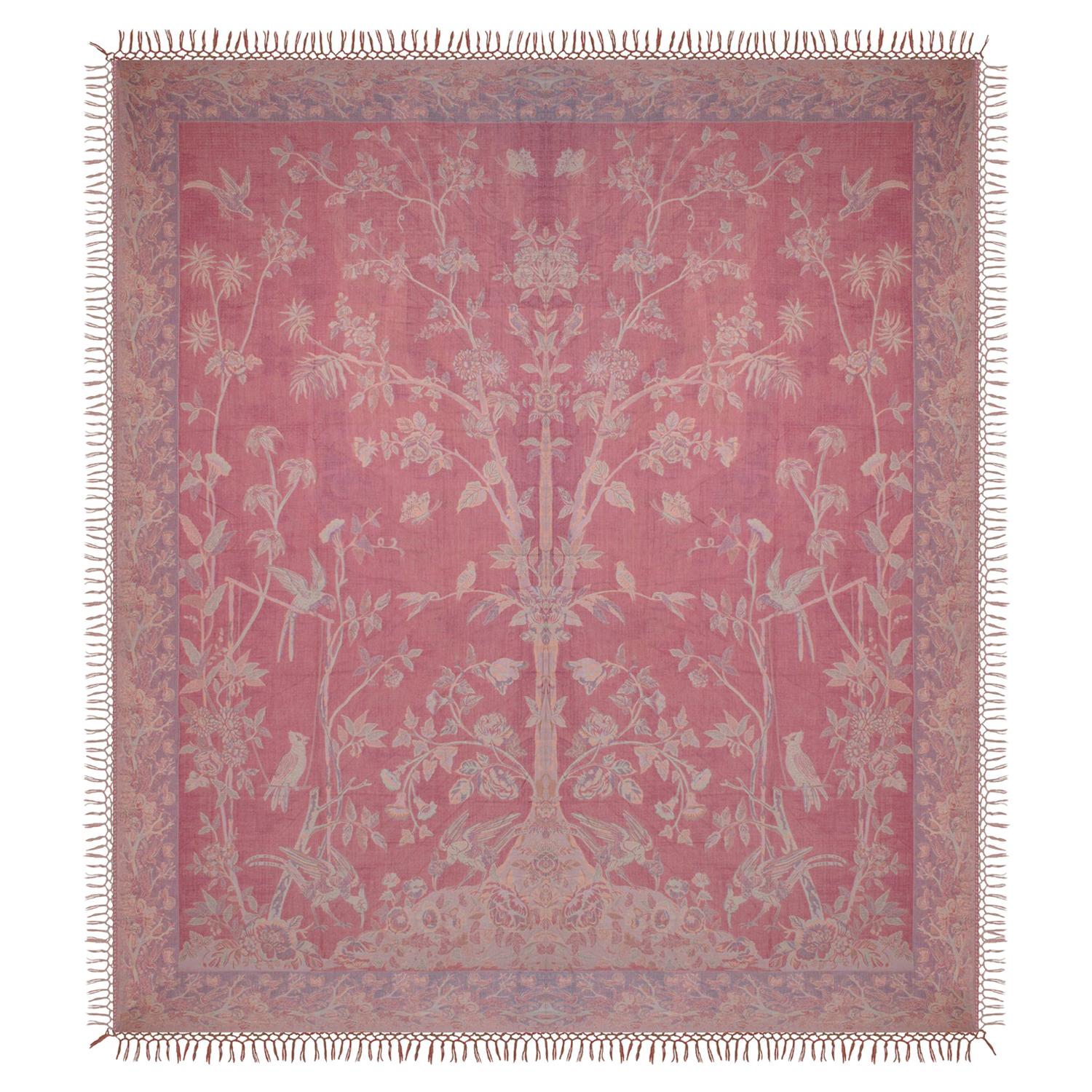 Kashmir Tree of Life Regal Garnet & Saffron, grande pashmina o copriletto in cashmere