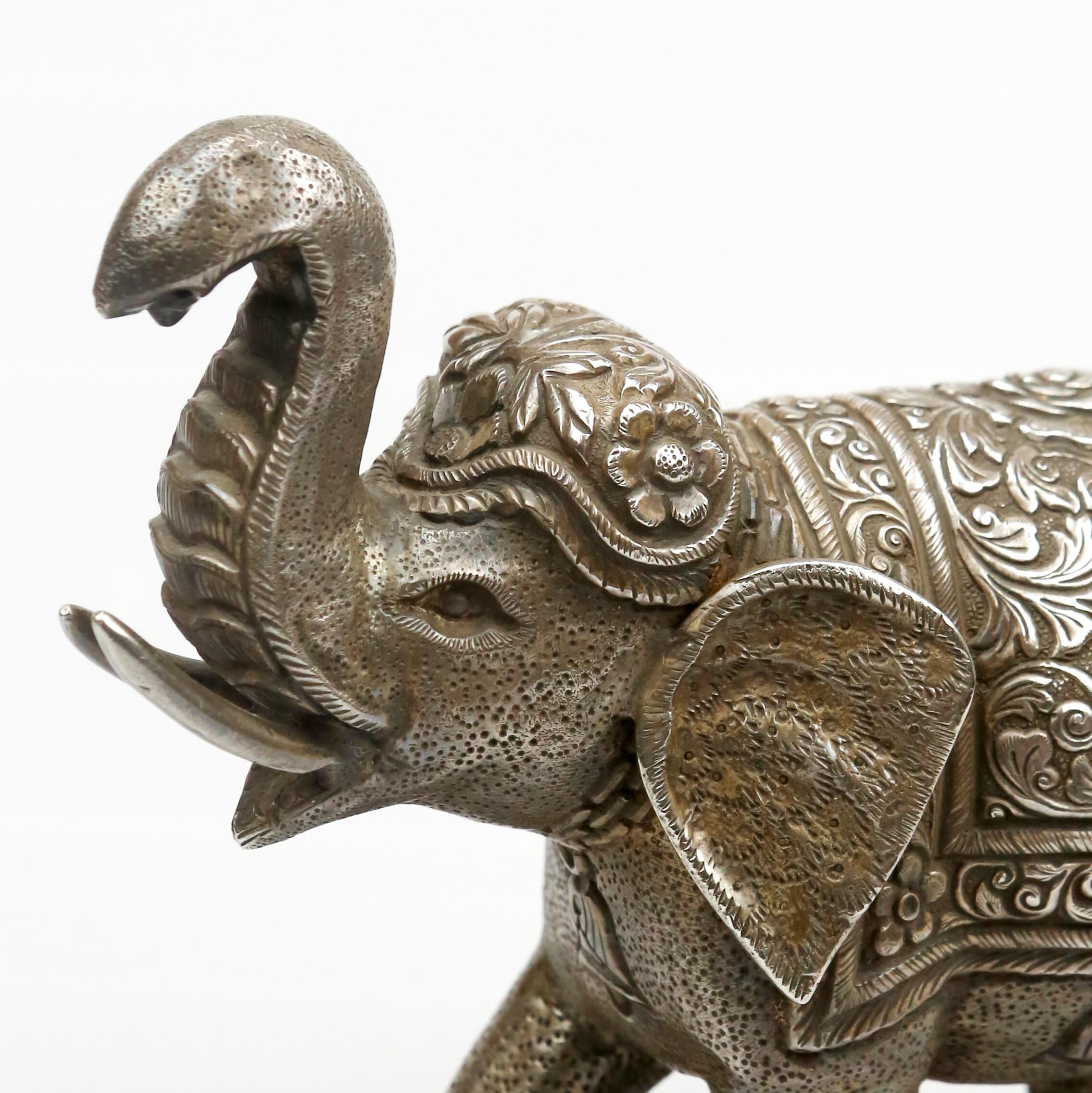 Anglo-Indian Kashmiri 92% Silver Elephant, Late 19th Century