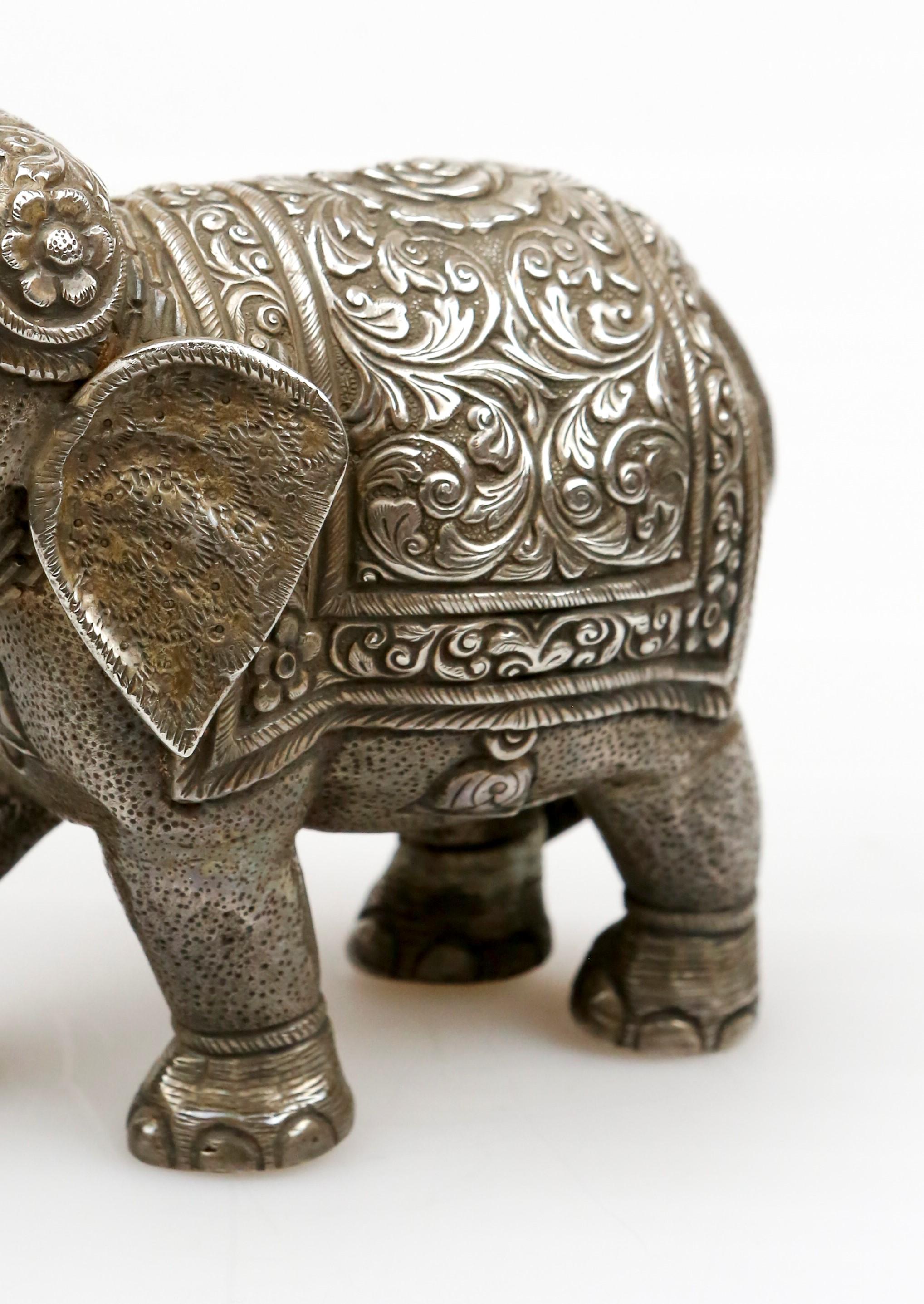 Indian Kashmiri 92% Silver Elephant, Late 19th Century