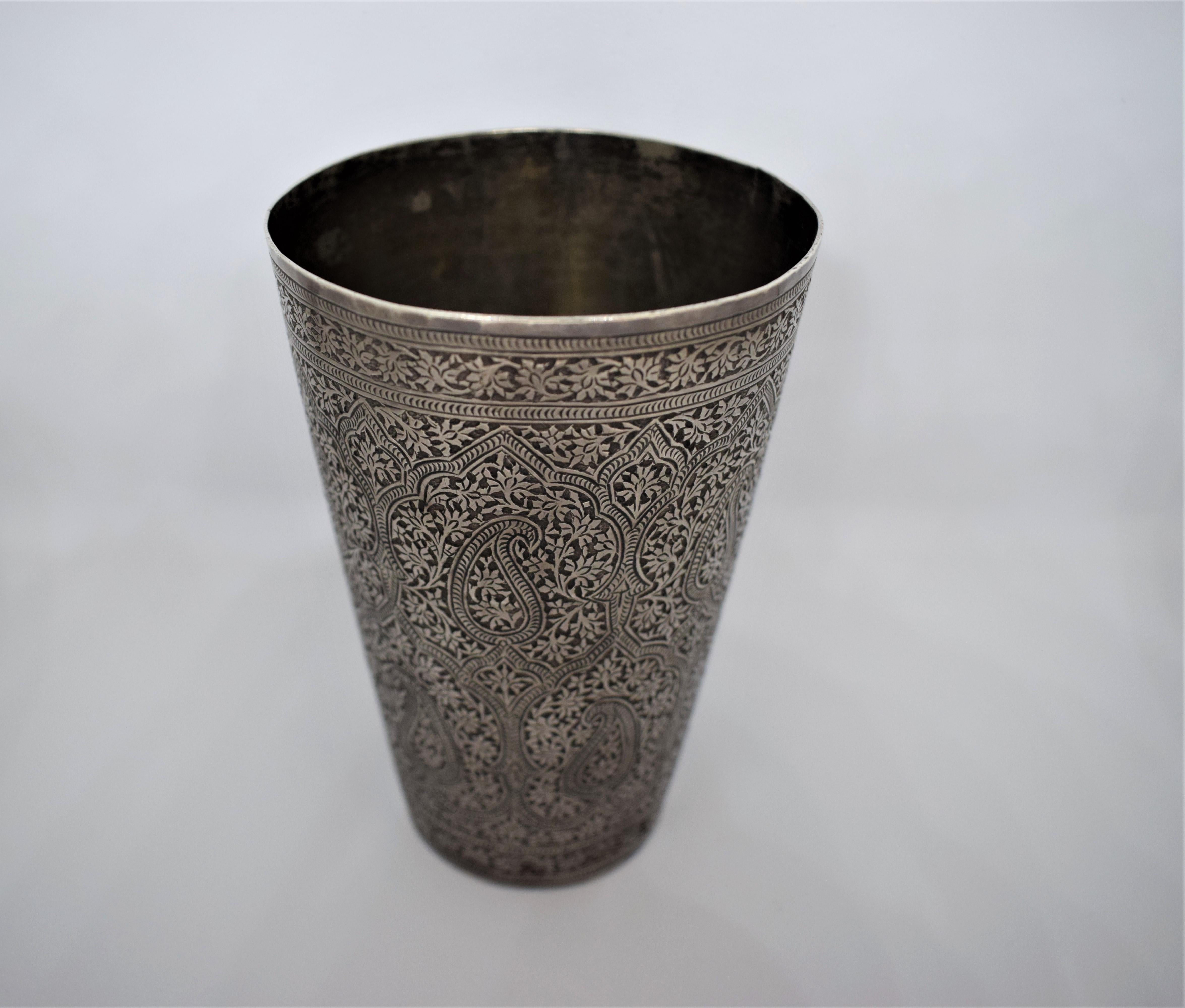 Indian Kashmiri 92% Silver Glass, Mid-19th Century