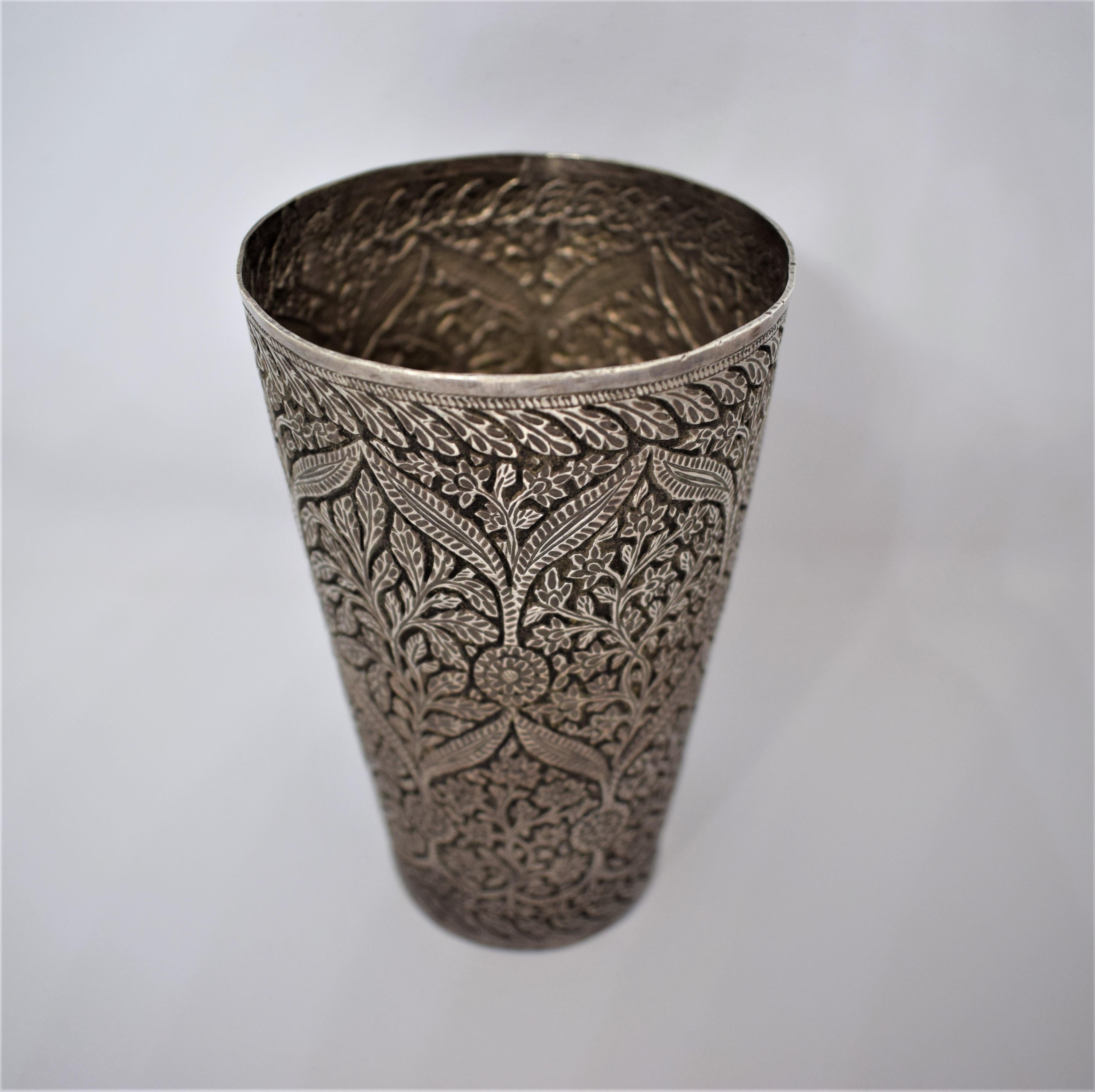 Indian Kashmiri 92% Silver Glass, Mid-19th Century For Sale