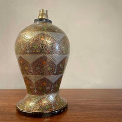 Kashmiri Hand Painted Papier Mâché Table Lamp Early 20th Century