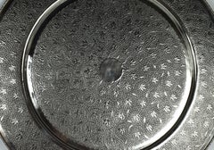Kashmiri Indian Silver White-Metal Engraved Platter, Early 20th Century