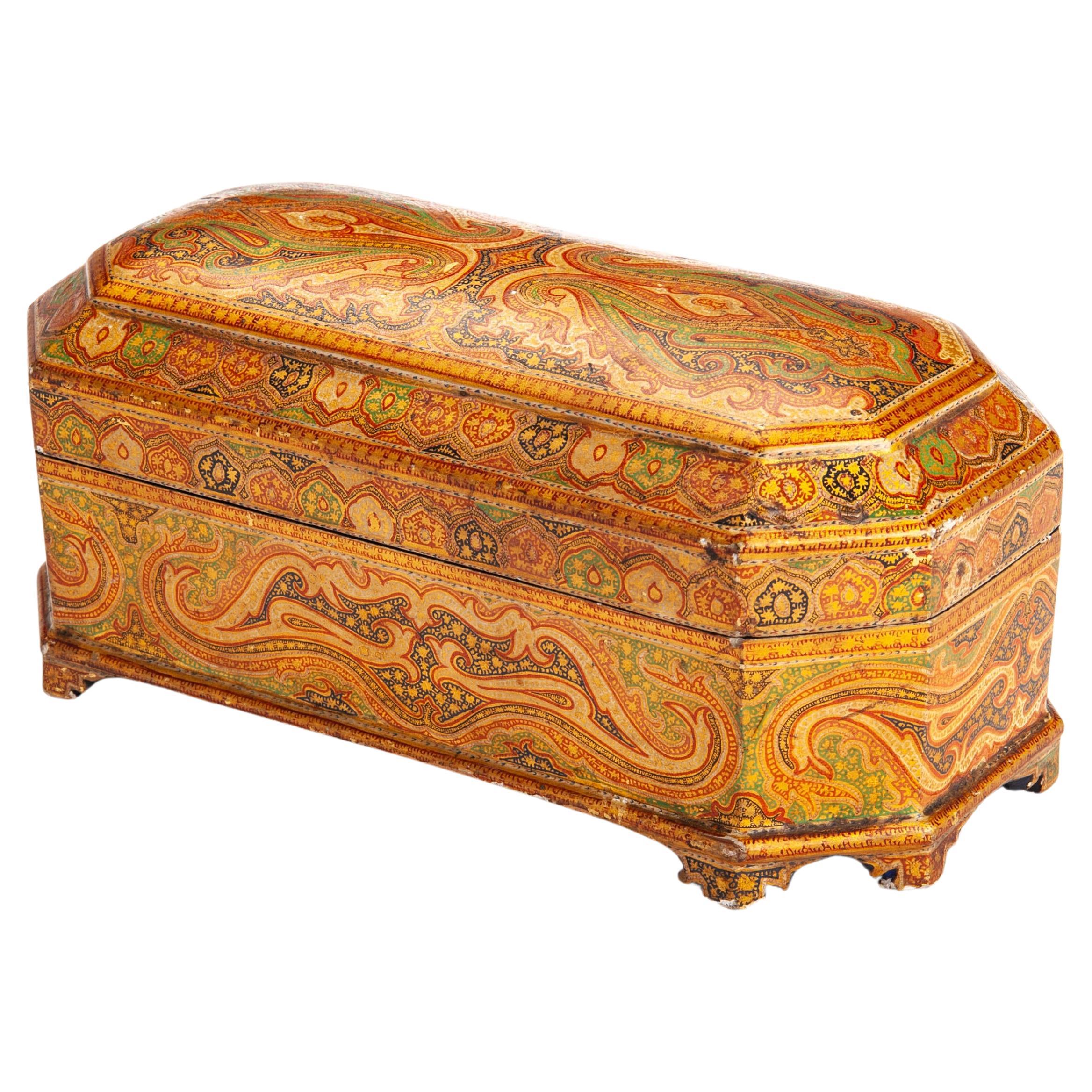 Kashmiri Lacquer Box circa 1900 For Sale