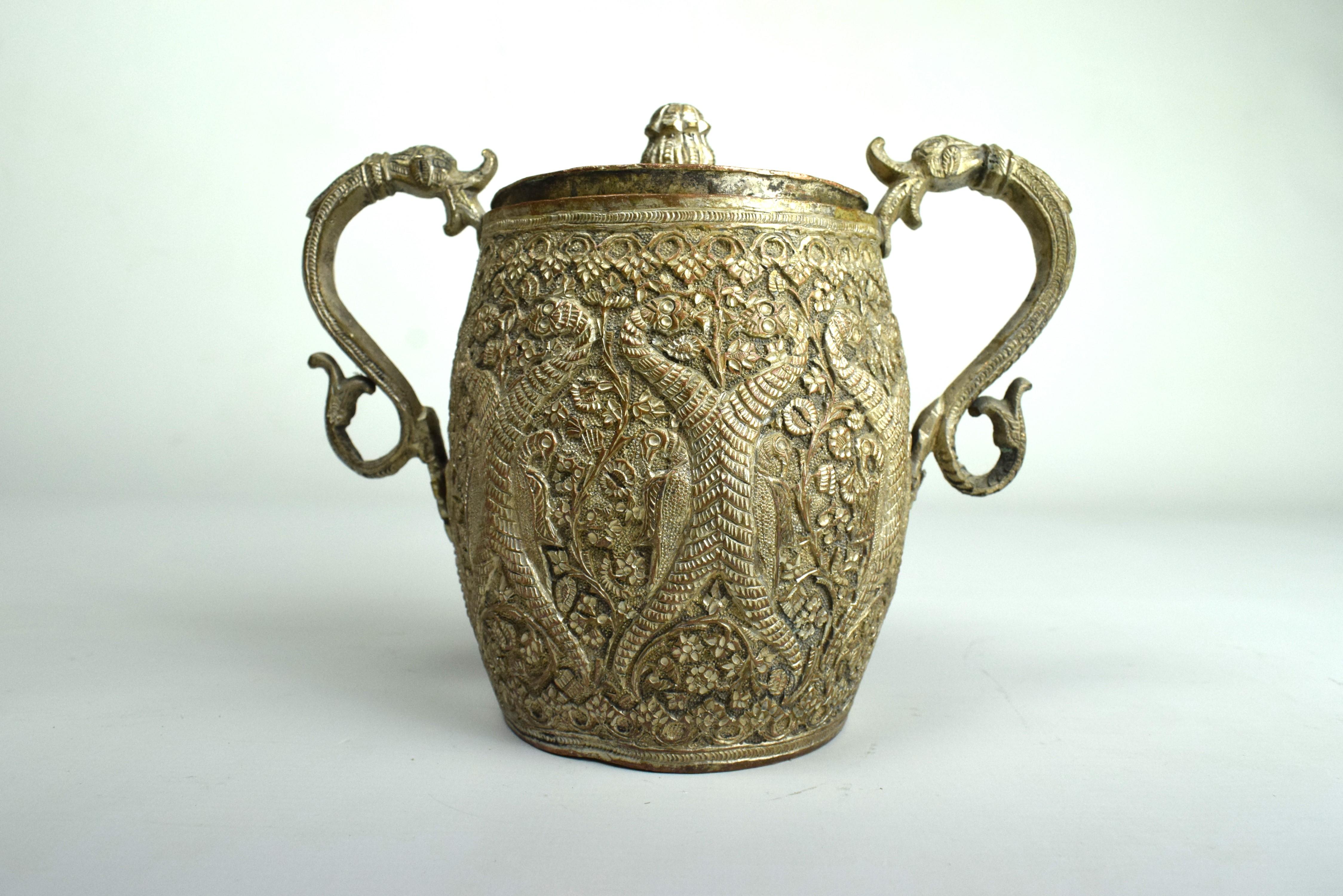 Kashmiri Mughal Copper Engraved Tea Set, Early 19th Century For Sale 5