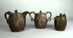 Kashmiri Mughal Copper Engraved Tea Set, Early 19th Century
