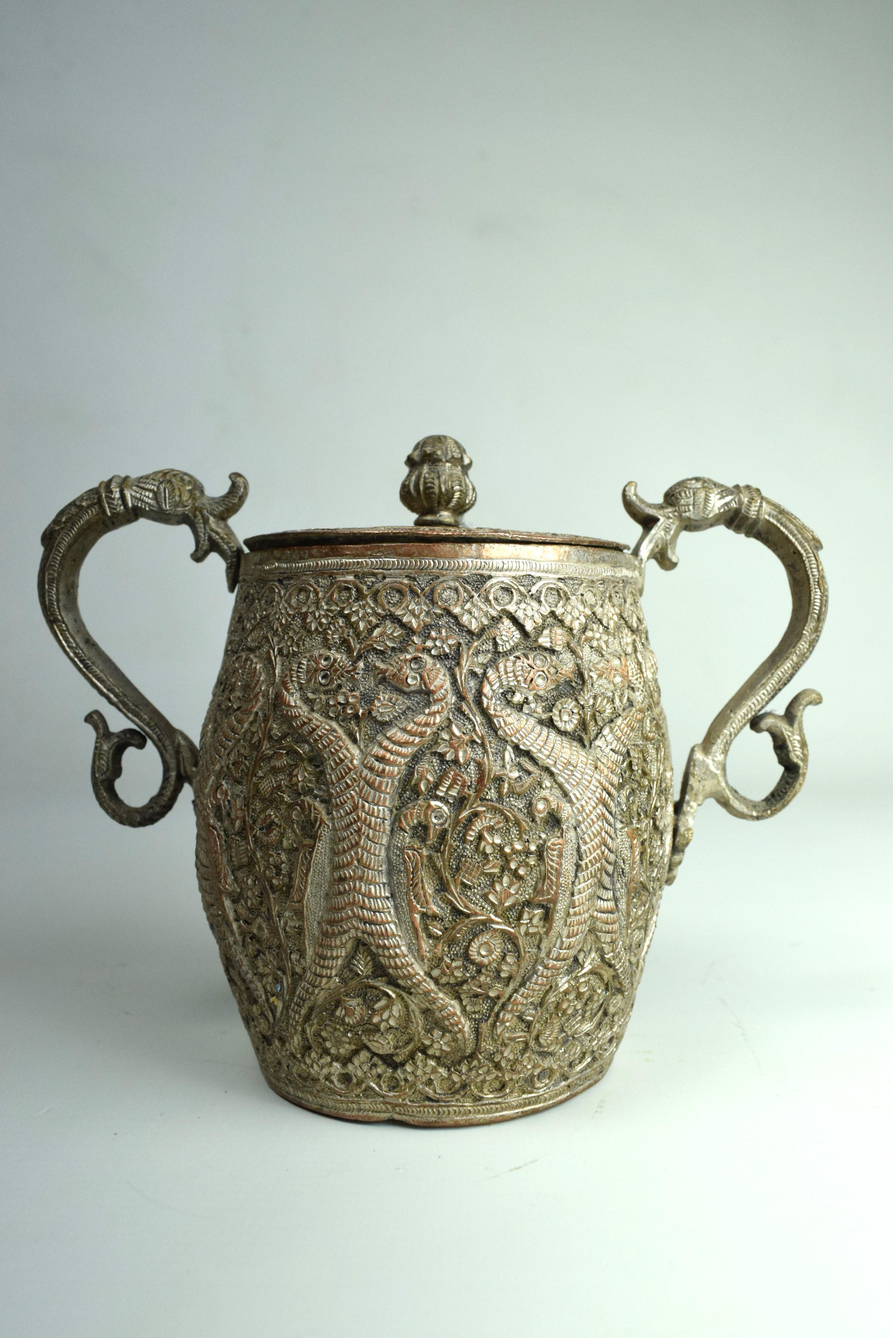 Kashmiri Mughal Copper Engraved Tea Set, Early 19th Century For Sale 1