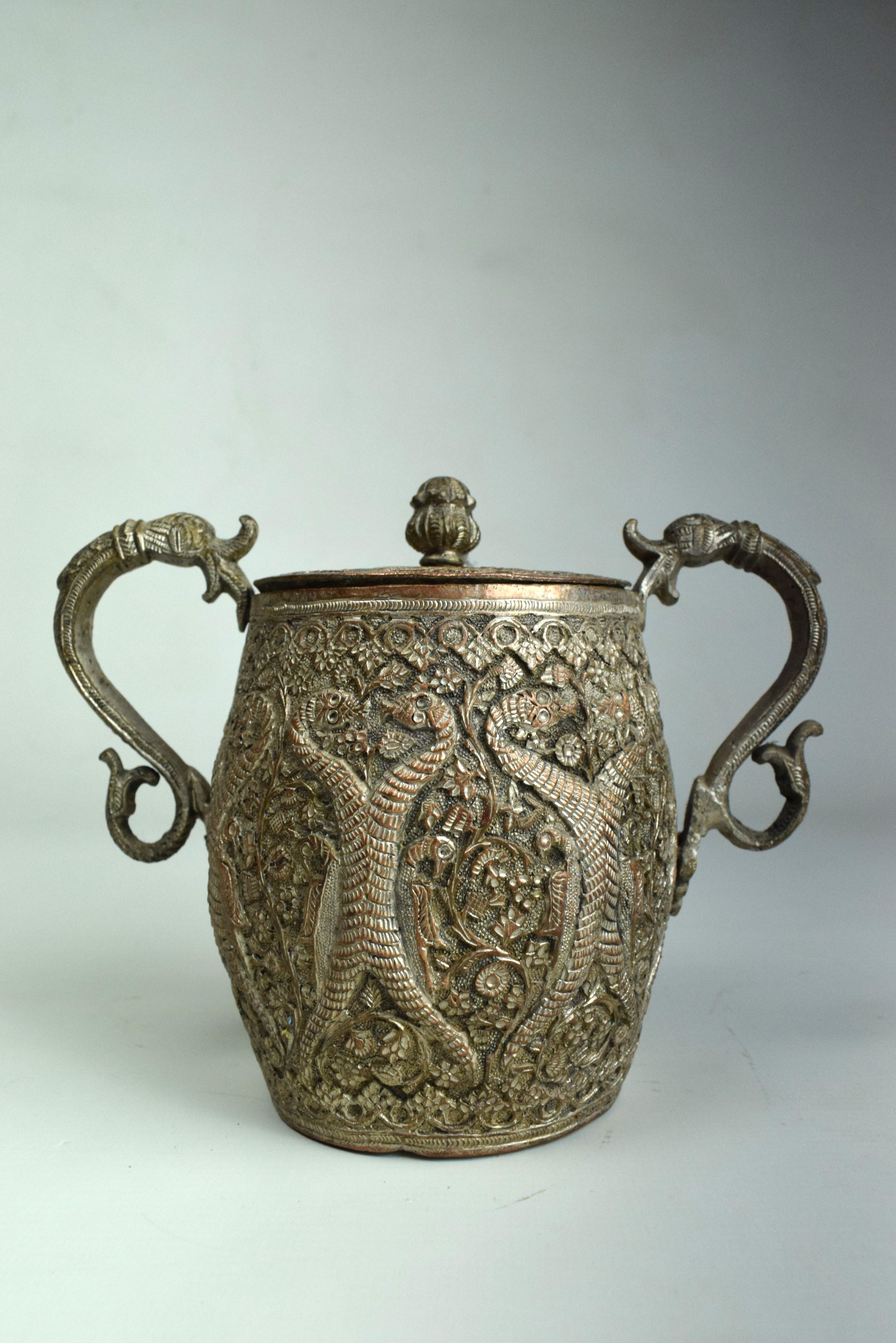 Kashmiri Mughal Copper Engraved Tea Set, Early 19th Century For Sale 2