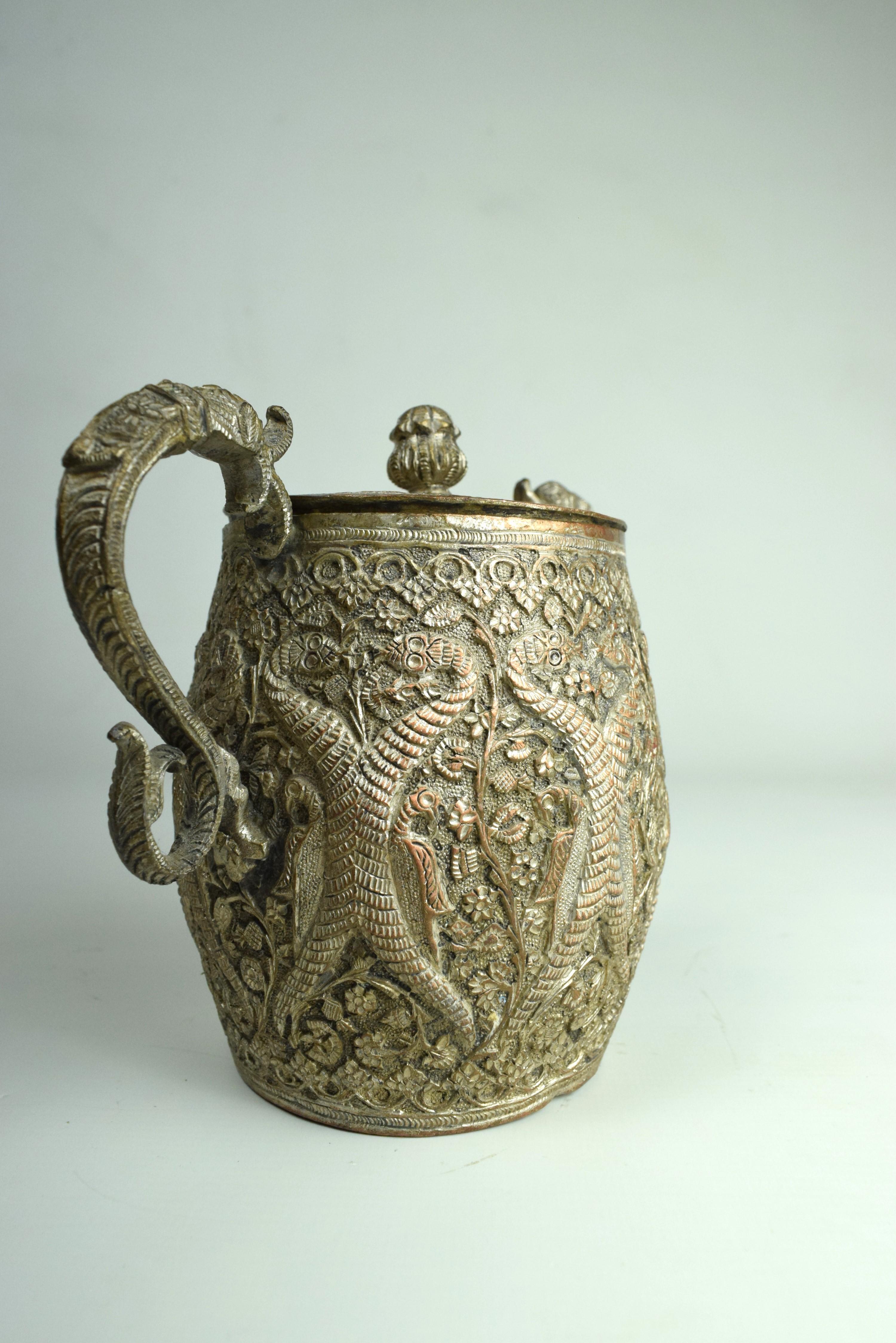 Kashmiri Mughal Copper Engraved Tea Set, Early 19th Century For Sale 3