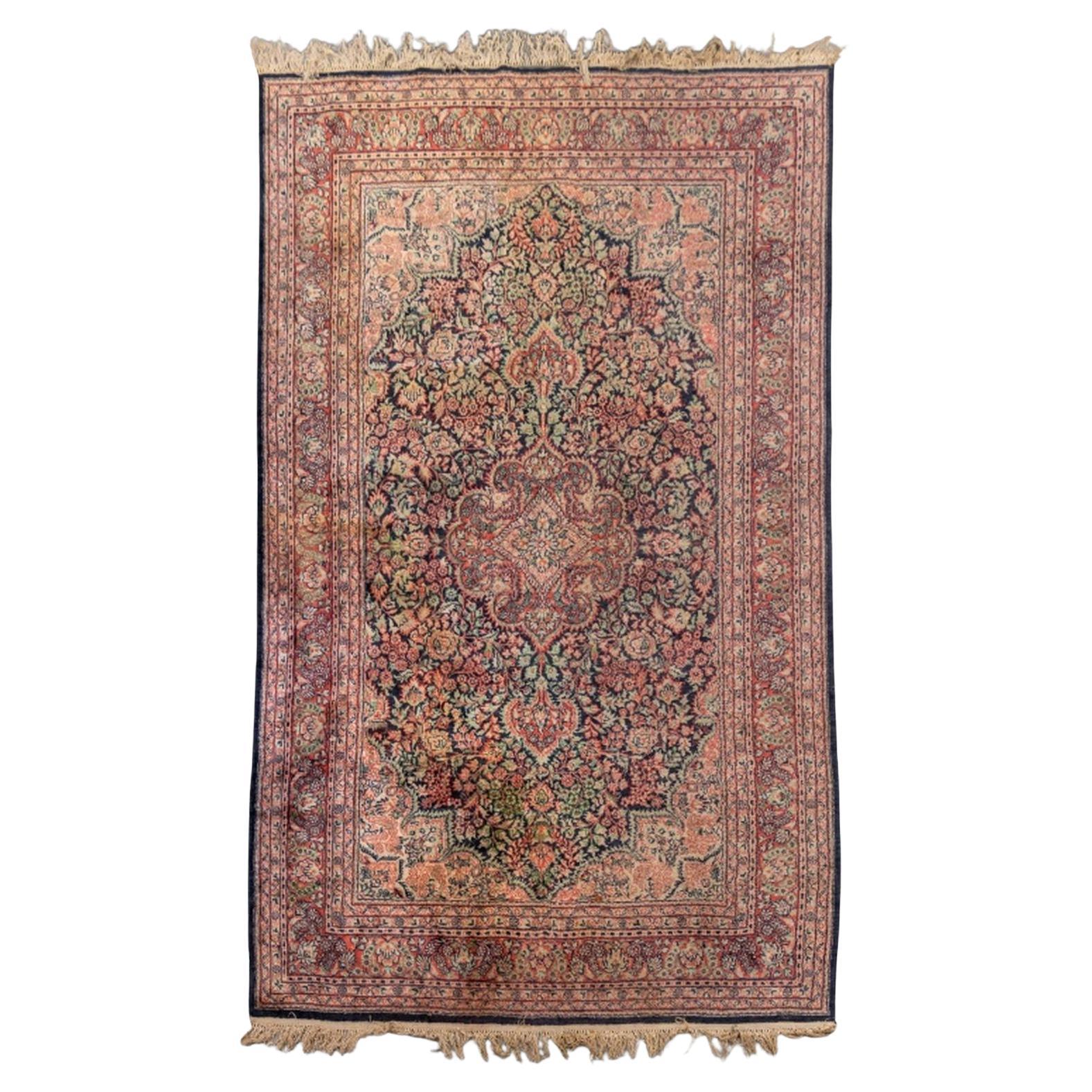 Kashmiri Silk Rug, 6' x 4' 5" For Sale