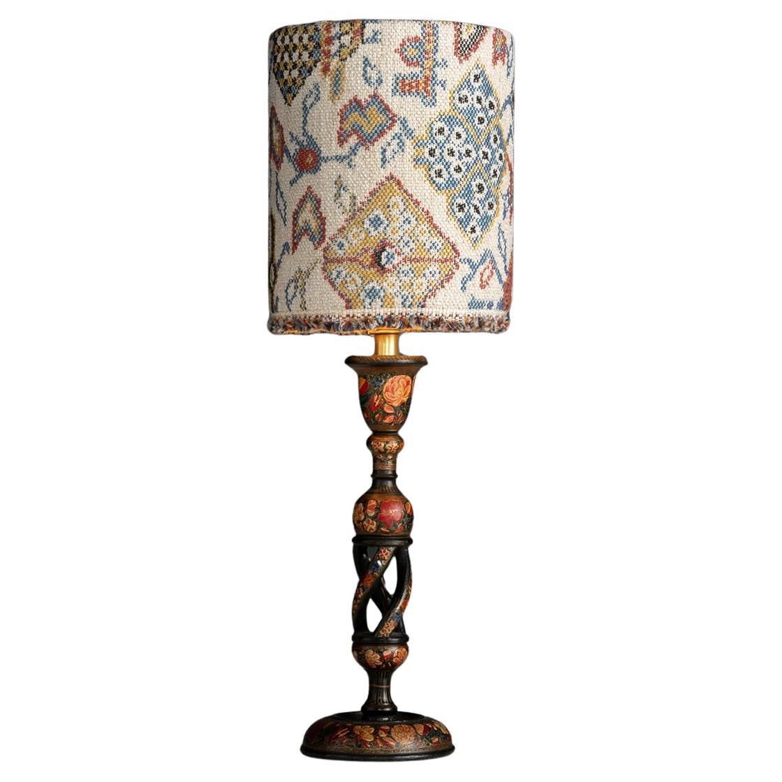 Kashmiri Table Lamps
Kashmir circa 1890
Carved wooden base featuring hand painted floral motifs.
7.5