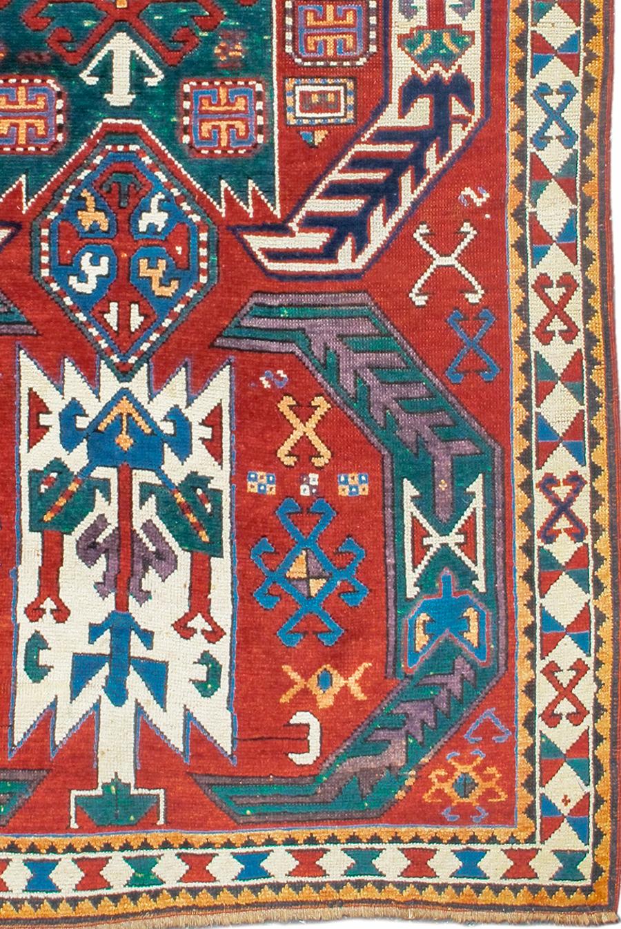 Caucasian Kasim Ushag rug from the late 19th century, measures 4'6