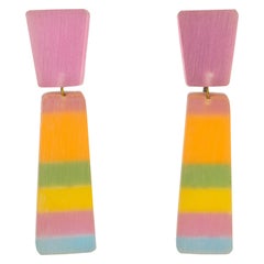 Kaso Boucles d'oreilles à clips en lucite pastel surdimensionnée des années 1980 