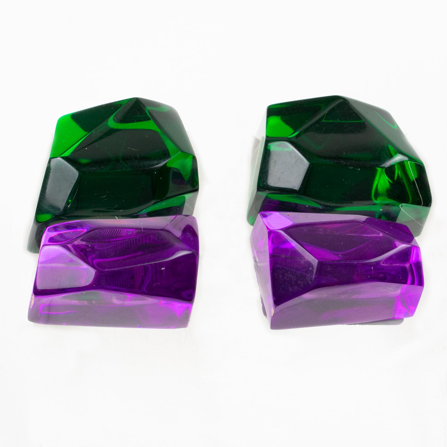 Kaso Bi-color Lucite Eiswürfel-Ohrclips im Angebot 1