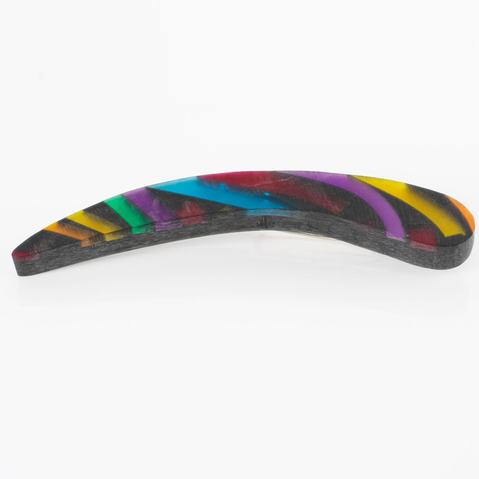 Women's or Men's Harriet Bauknigt for Kaso Black and Rainbow Geometric Acrylic Resin Brooch For Sale