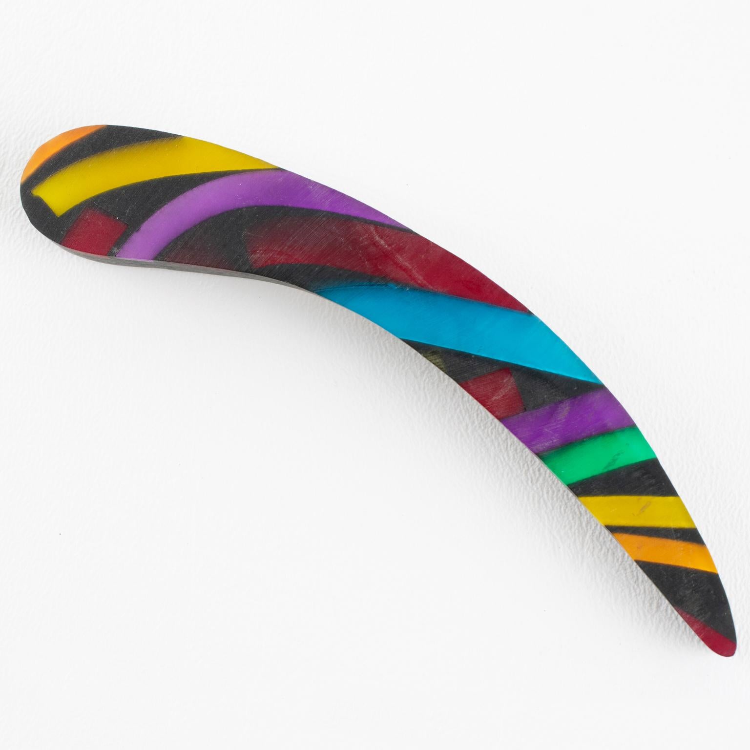 Harriet Bauknigt for Kaso Black and Rainbow Geometric Acrylic Resin Brooch For Sale 3