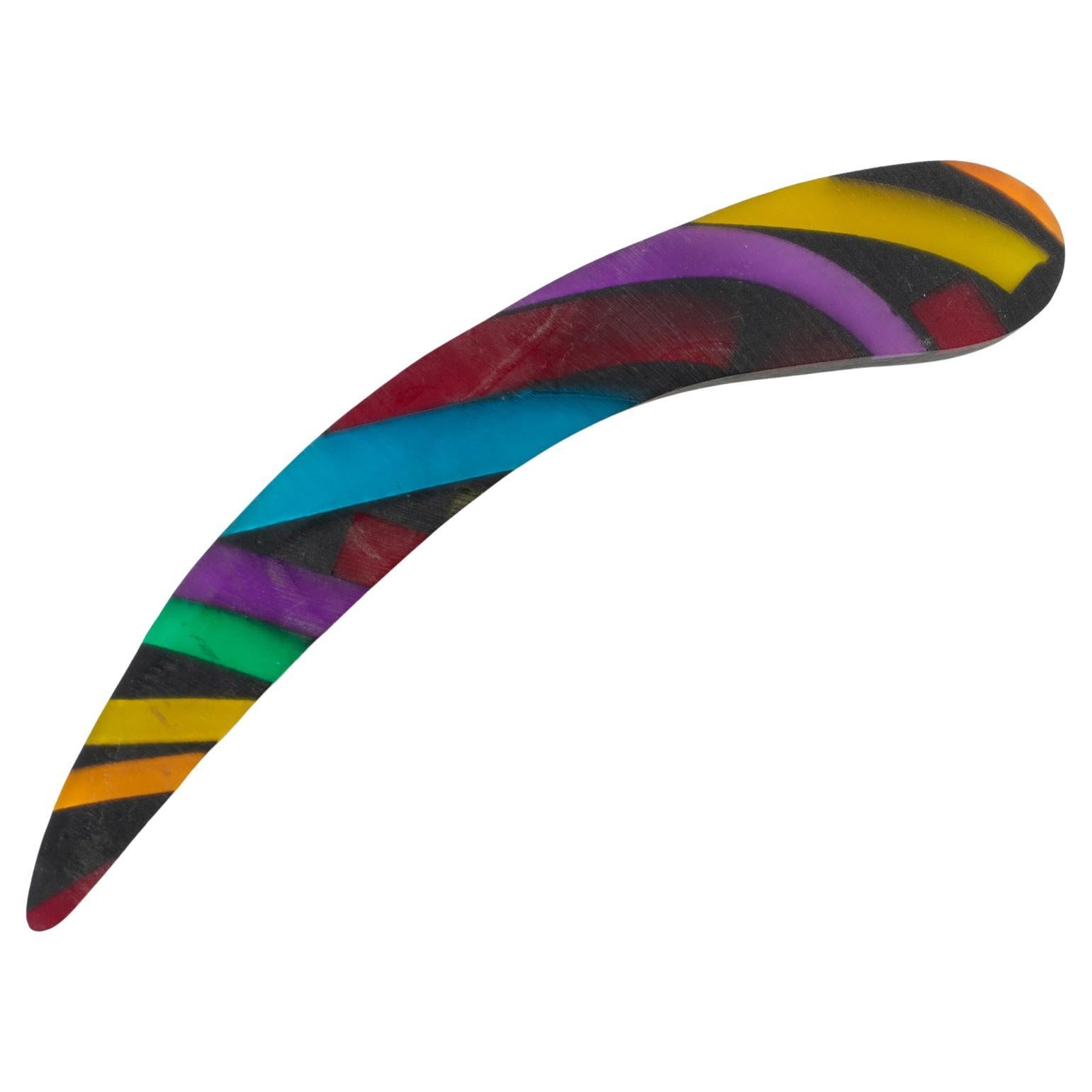 Harriet Bauknigt for Kaso Black and Rainbow Geometric Acrylic Resin Brooch For Sale