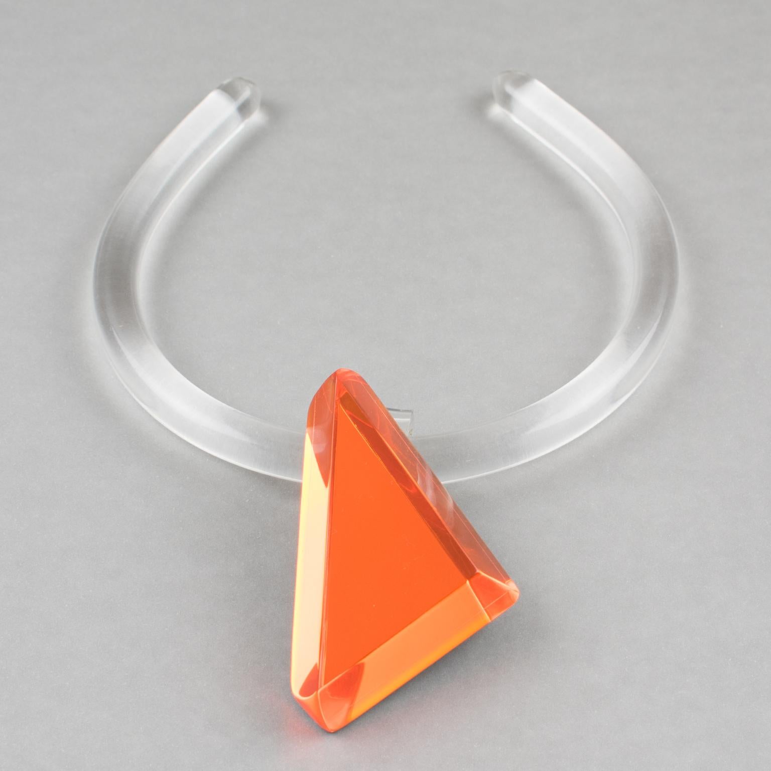 Kaso Blue, Orange, and Yellow Choker Pendant Necklace For Sale 5