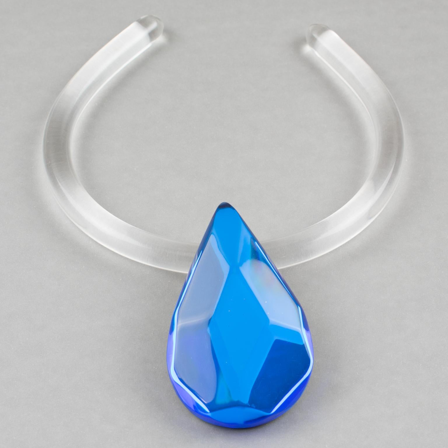 Kaso Blue, Orange, and Yellow Choker Pendant Necklace For Sale 9