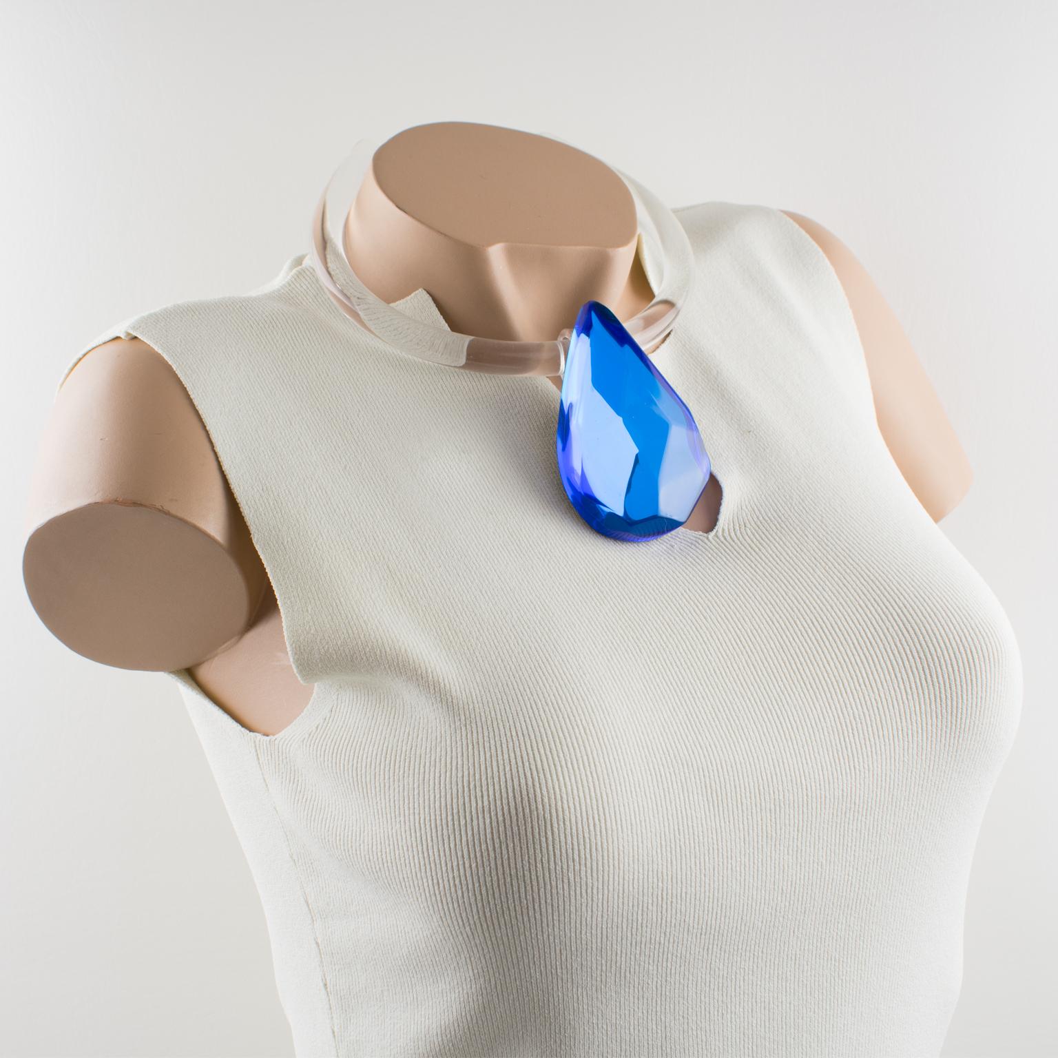 Kaso Blue, Orange, and Yellow Choker Pendant Necklace For Sale 10