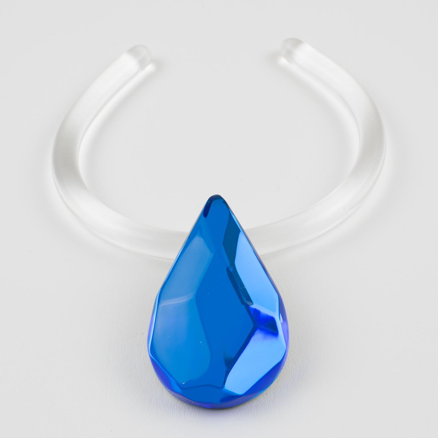 Kaso Blue, Orange, and Yellow Choker Pendant Necklace For Sale 11