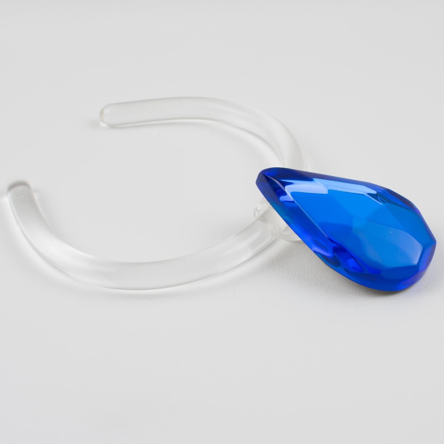 Kaso Blue, Orange, and Yellow Choker Pendant Necklace For Sale 12
