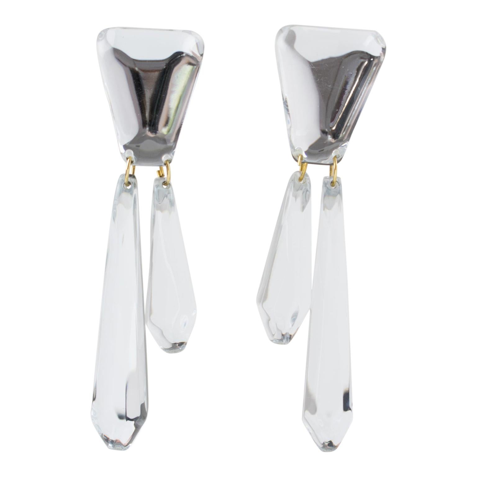 thumbnail image 2 of Vintage Style Clip-On Chandelier Earrings - Antique Silver/Gold Brass With Crystal Beads 2 of 13