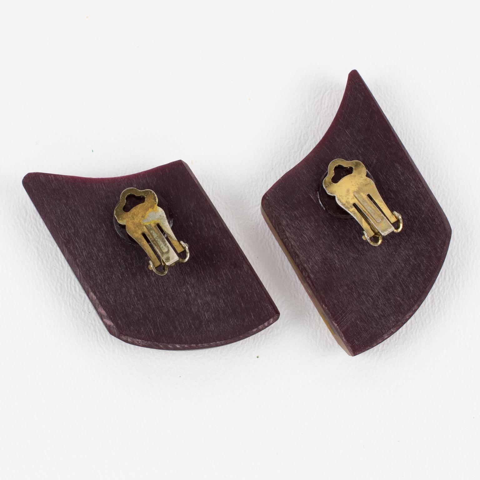 Kaso Geometric Multicolor Harlequin Acrylic Resin Earrings For Sale 3