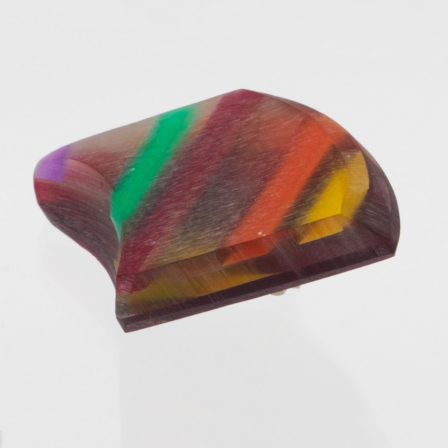 Women's or Men's Kaso Geometric Multicolor Harlequin Acrylic Resin Earrings For Sale