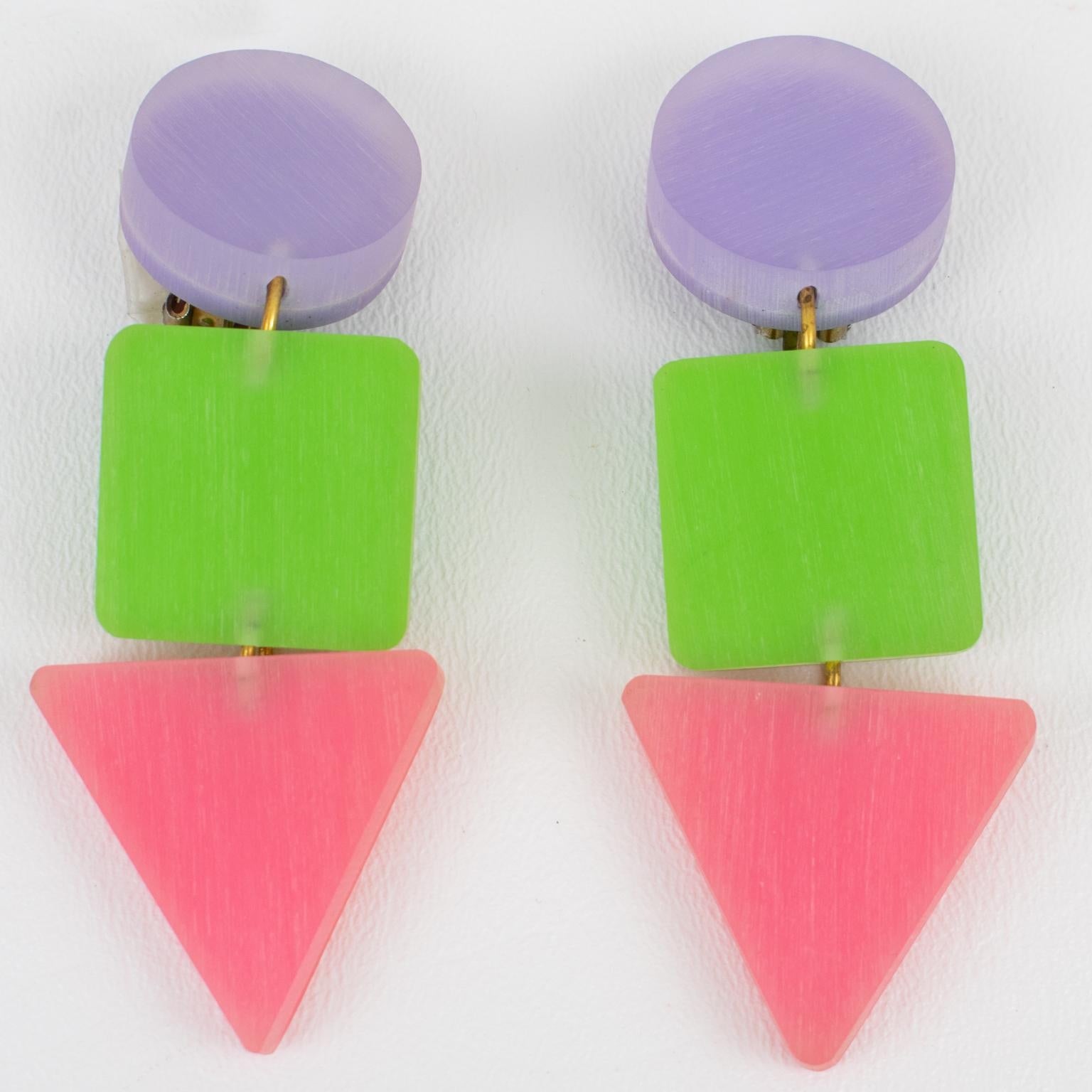 Modern Kaso Pastel Acrylic Resin Clip-on Earrings For Sale