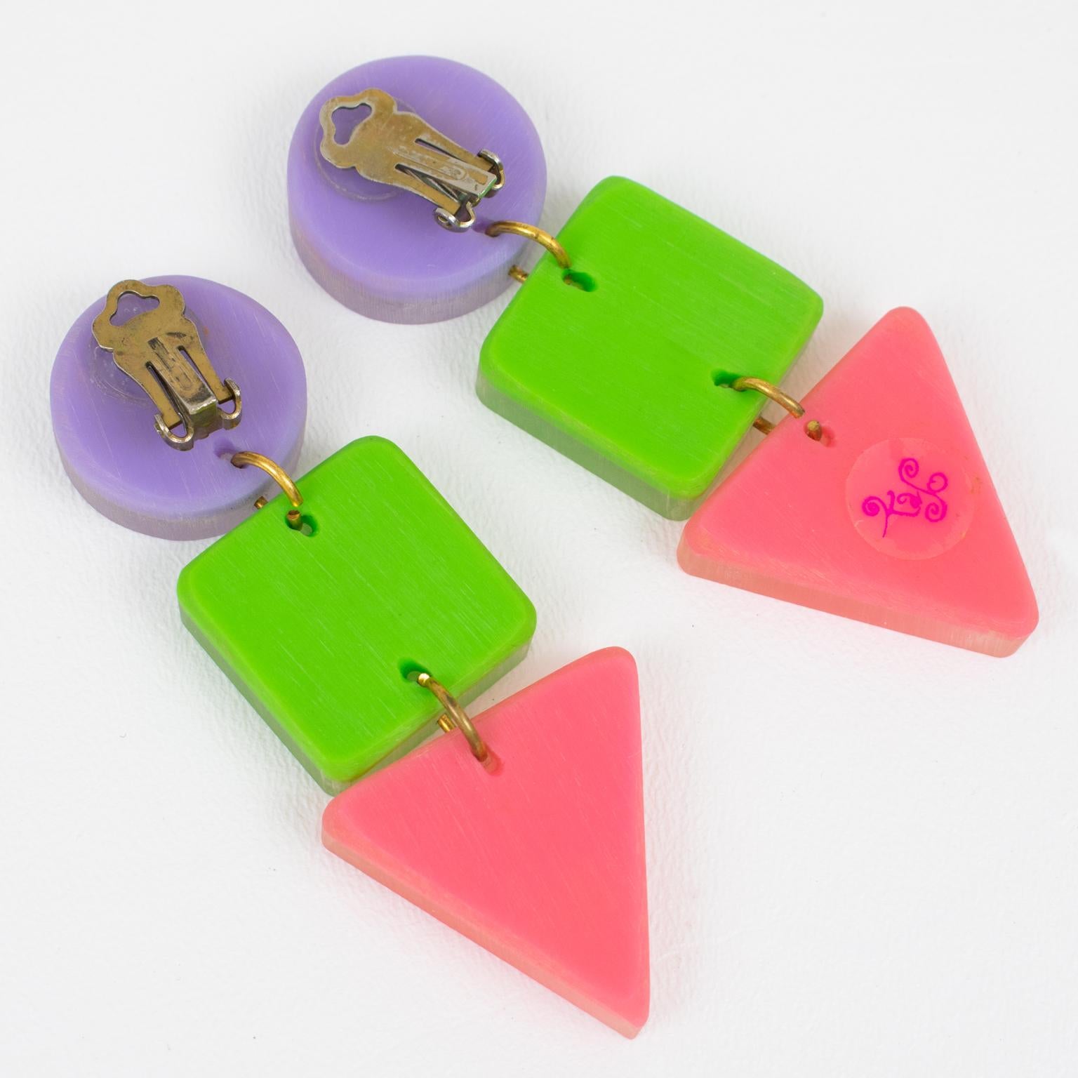 Kaso Pastel Acrylic Resin Clip-on Earrings In Excellent Condition For Sale In Atlanta, GA