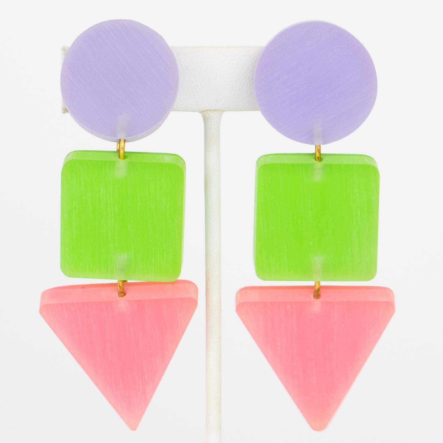 Kaso Pastel Acrylic Resin Clip-on Earrings For Sale 3