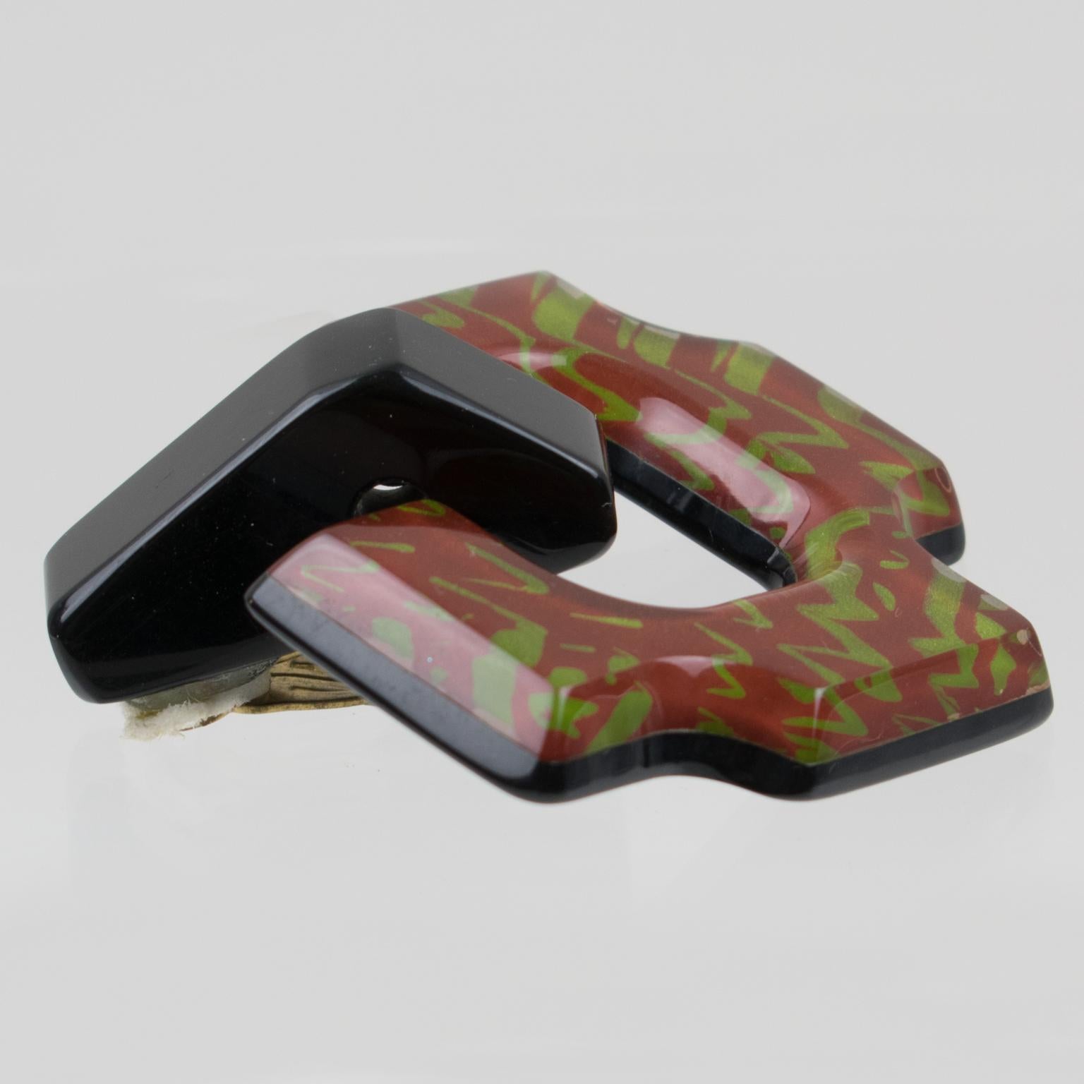 Kaso Boucles d'oreilles à clip en lucite Multicolore Design/One Unisexe en vente