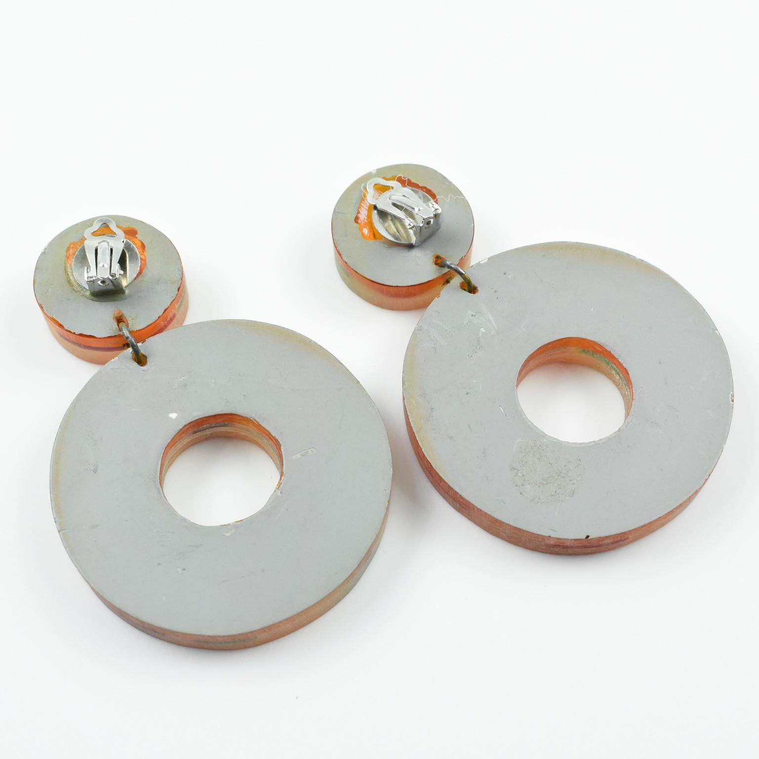 Pendientes de clip acrílicos Kaso Juguetones lunares multicolores en Bueno estado para la venta en Atlanta, GA