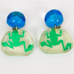 Harriet Baugnight for Kaso Resin Acrylic Resin Clip-on Earrings with Frog Design