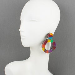 Kaso - Boucles d'oreilles à clip en résine acrylique multicolore
