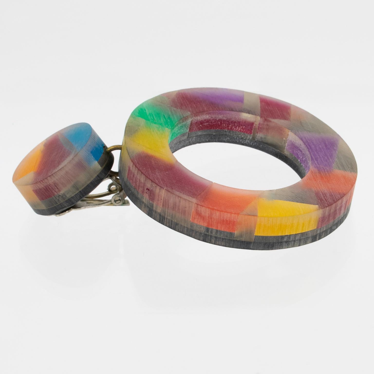 Women's or Men's Kaso Multicolor Acrylic Resin Clip-on Earrings For Sale