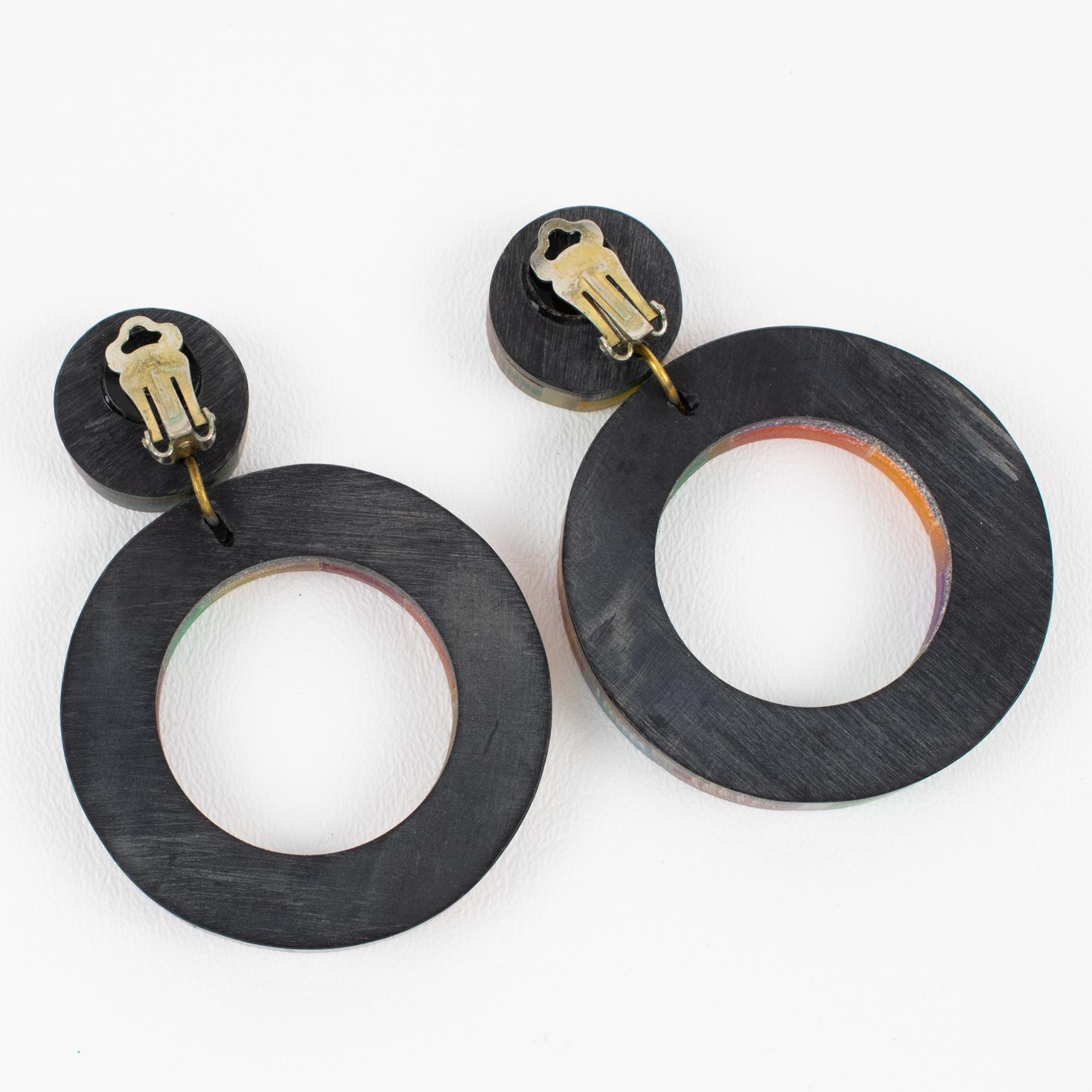 Kaso Multicolor Acrylic Resin Clip-on Earrings For Sale 3