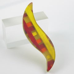Harriet Bauknight for Kaso Multicolor Geometric Acrylic Lucite Brooch
