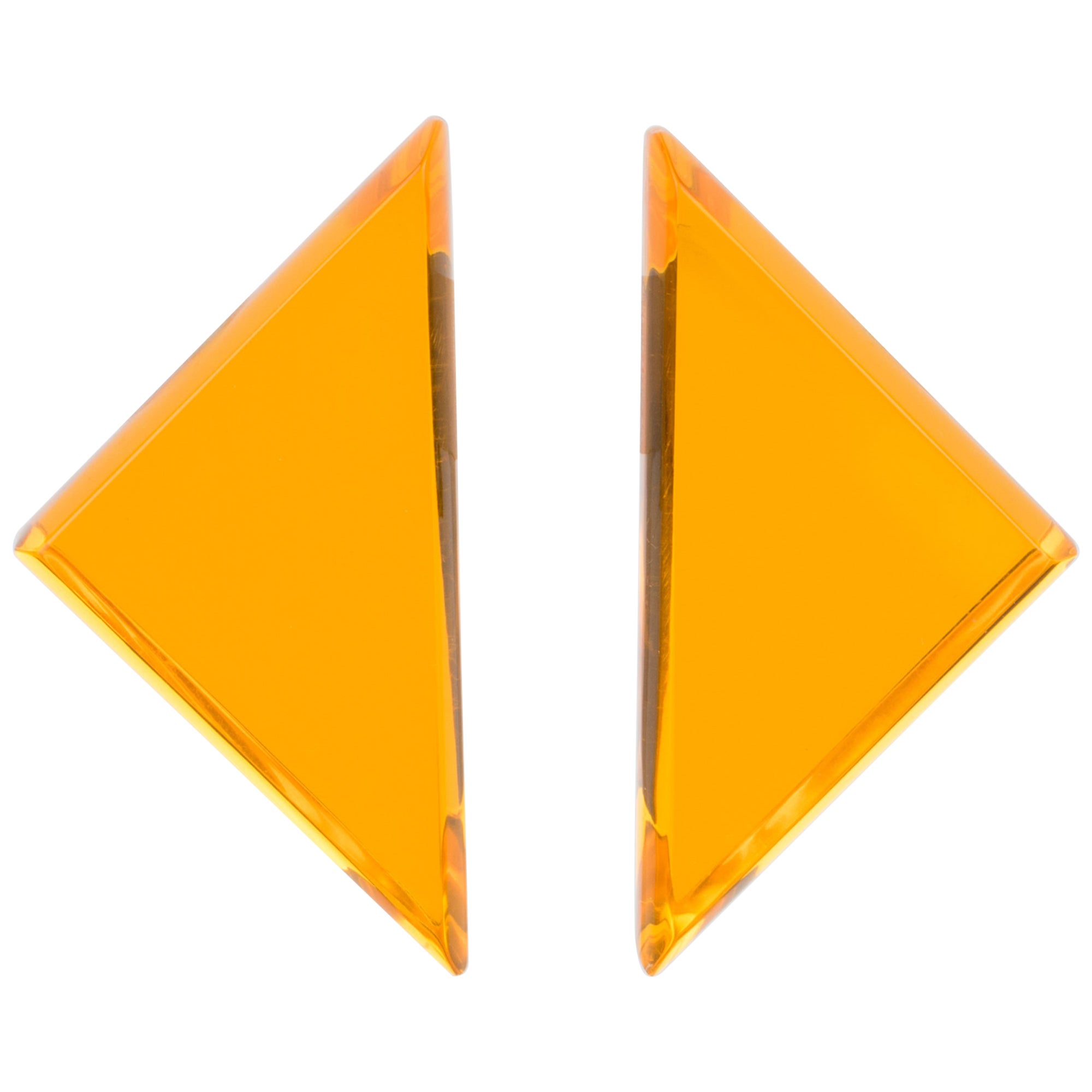 Orecchini a clip geometrici in lucite arancione Kaso